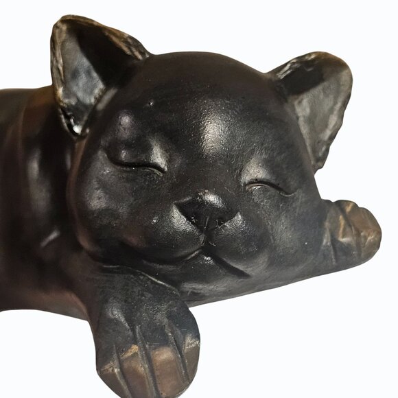 Vtg Pair Black Brown Kitty Cat Figurines  Shelf Sitters 6" and 7" READ - Picture 8 of 16